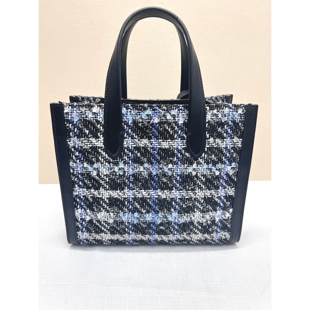 Kate Spade Manhattan Tote Womens Small Blue Black Excellent Tweed Crossbody Bag - Picture 6 of 11